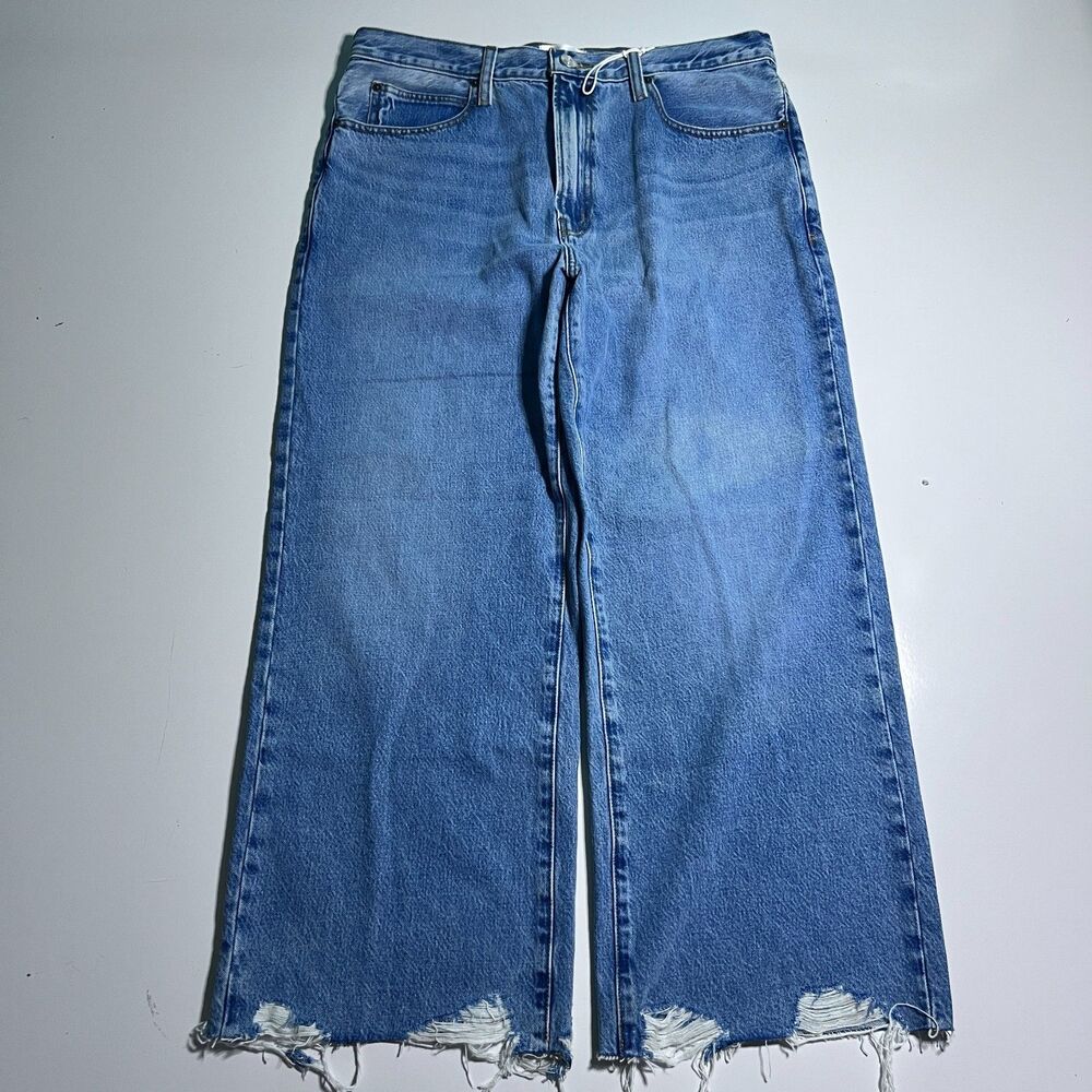FRAME The Relaxed Straight Jeans Womens 30x27 High Rise fray Hem Light Wash NWT